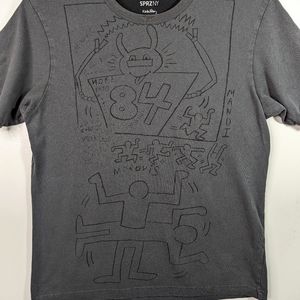 Keith Haring Tshirt M Distressed Gray Unisex SPRZNY